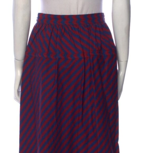 Tory Burch Spring 2022 Burgundy/Blue Striped Poplin Maxi Skirt XS (Orig. $599) - Picture 3 of 10
